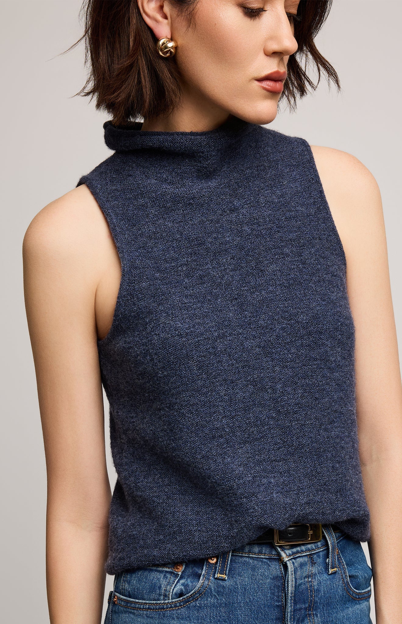 Orla Knit Sleeveless Top - Heather Blue or Gray