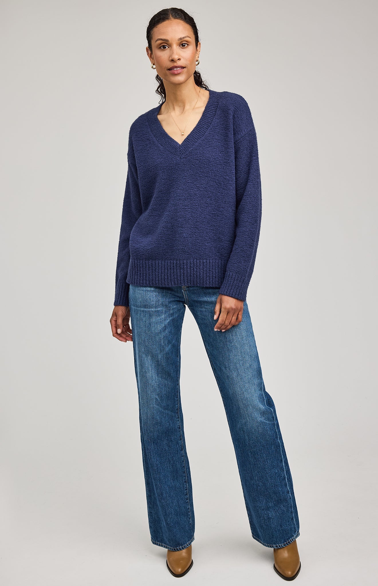 Tilda Navy V-Neck Sweater
