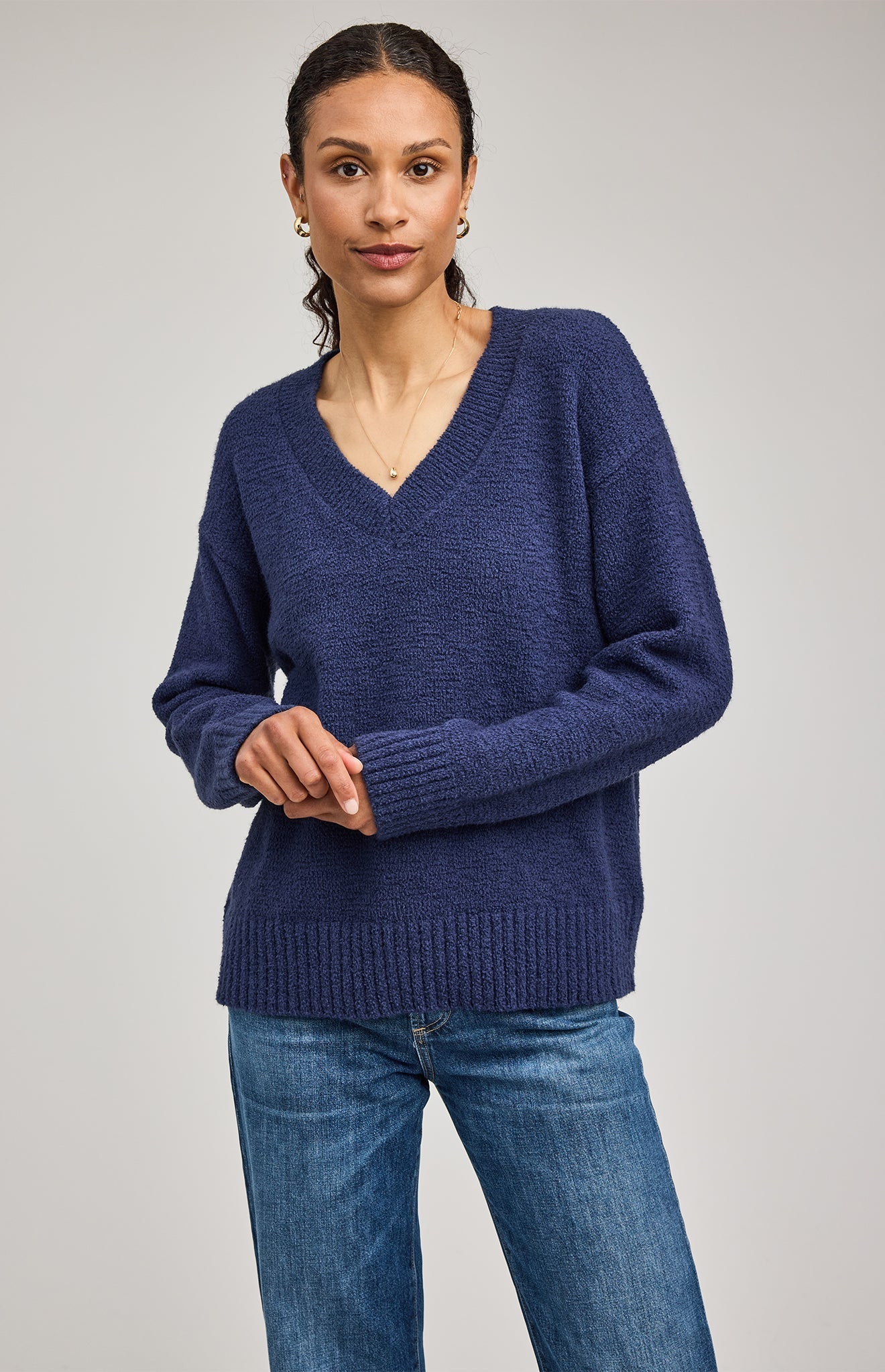 Tilda Navy V-Neck Sweater