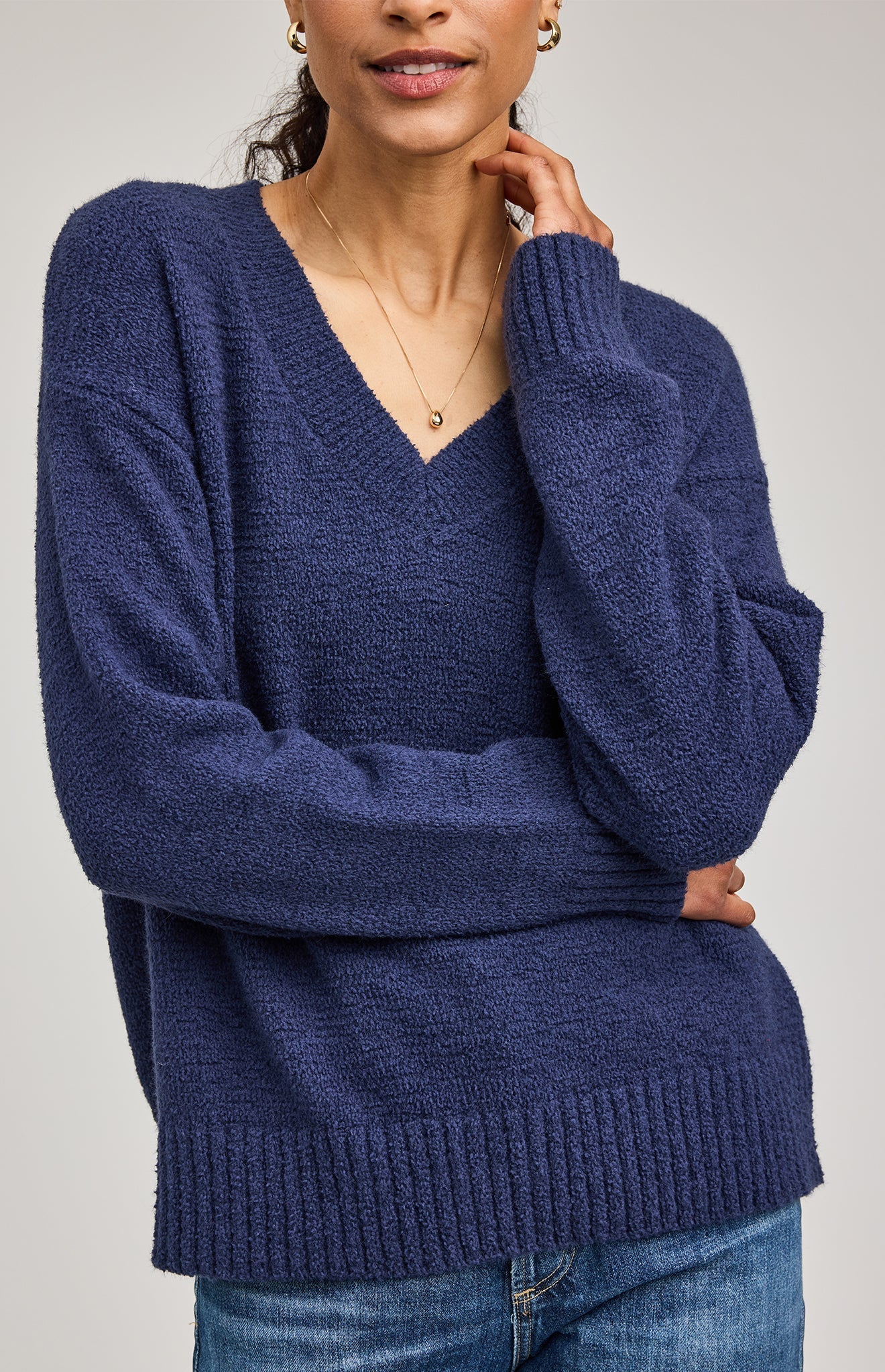 Tilda Navy V-Neck Sweater