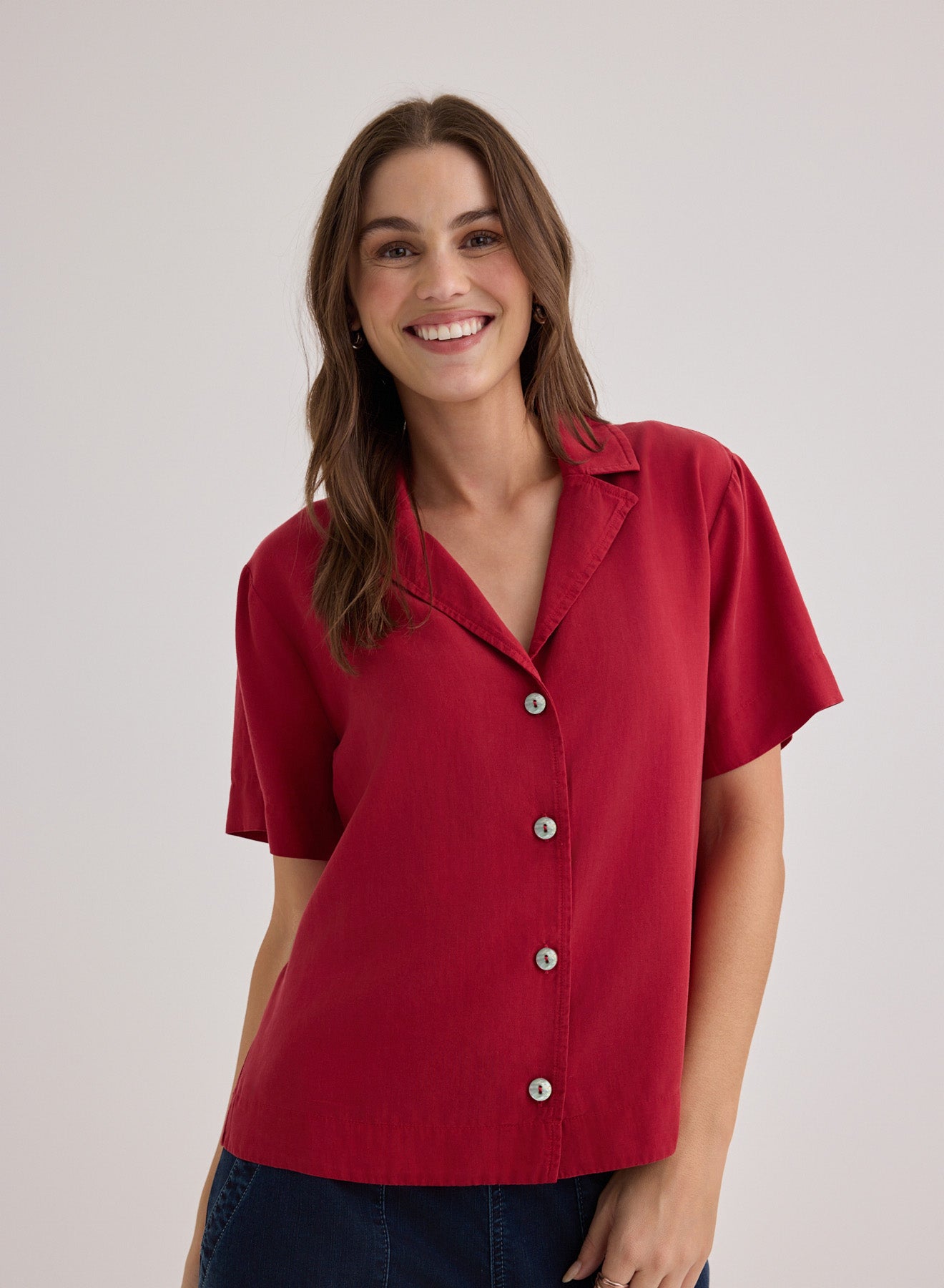 Ruby Short Sleeve Flowy Button Down