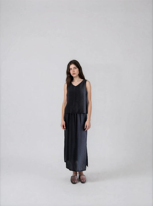 TS - Black Crinkle Skirt