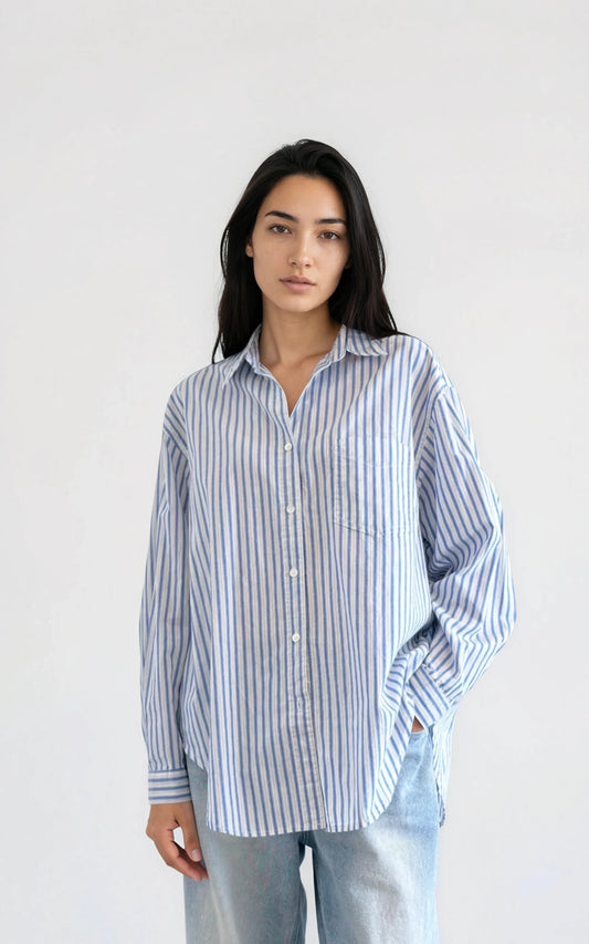 TS - Blue and Cream Stripe Button Down Shirt