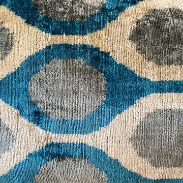 Cover Blue/Cream/Grey Circles Ikat Velvet Silk Pillow