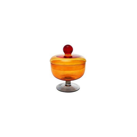 Glass Footed Jar with Lid