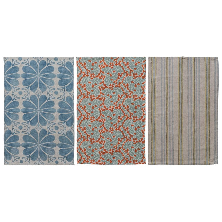 Floral or Striped Tea Towel