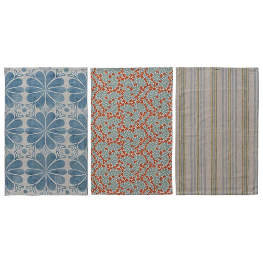 Floral or Striped Tea Towel