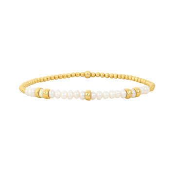 2mm Gold and Pearl Beaded Bracelet