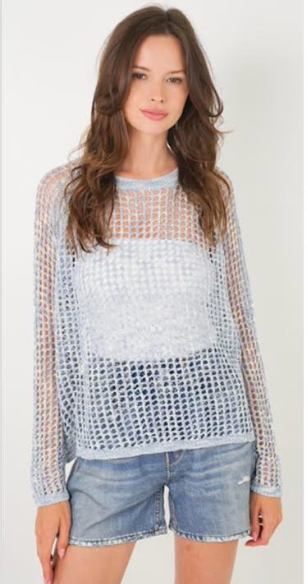 Nautical Blue Multi Open Knit Top
