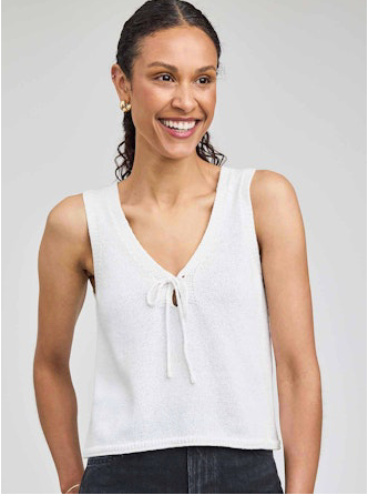 Rebel Tie Front Tank White