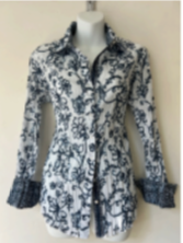 Indigo Floral Button Top