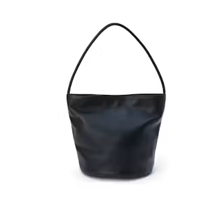 Vancouver Black Pebble Leather Bucket Bag