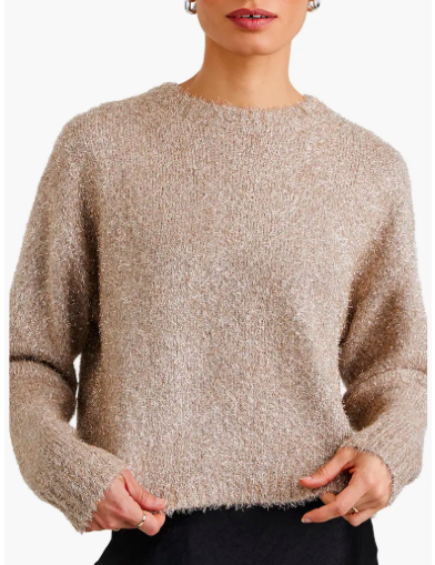 Gold Shimmer Slouchy Sweater