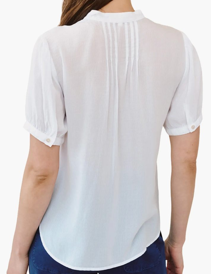 Short Sleeve Pintuck Shirt - White