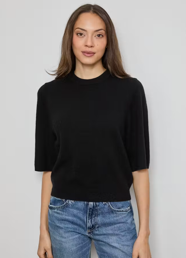 Black Short Sleeve Cashmere Sweater