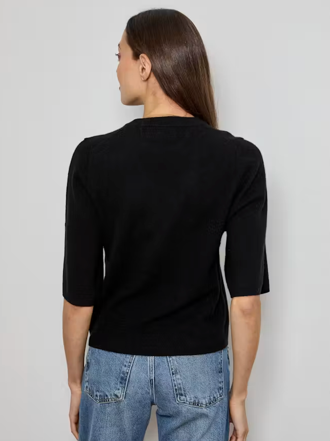 Black Short Sleeve Cashmere Sweater
