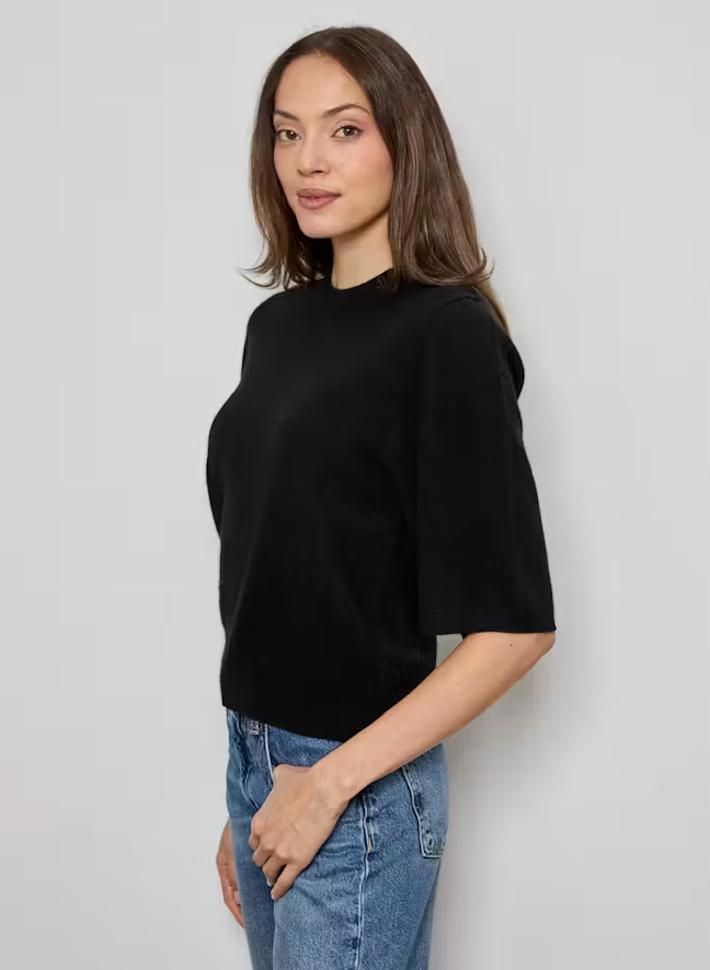 Black Short Sleeve Cashmere Sweater