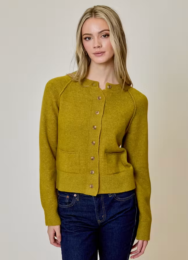 Raglan Sleeve Cardigan - Edgy Green
