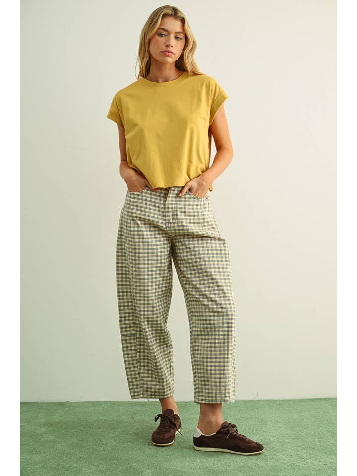 Round Neck Cuffed Sleeve Top - 2 colors