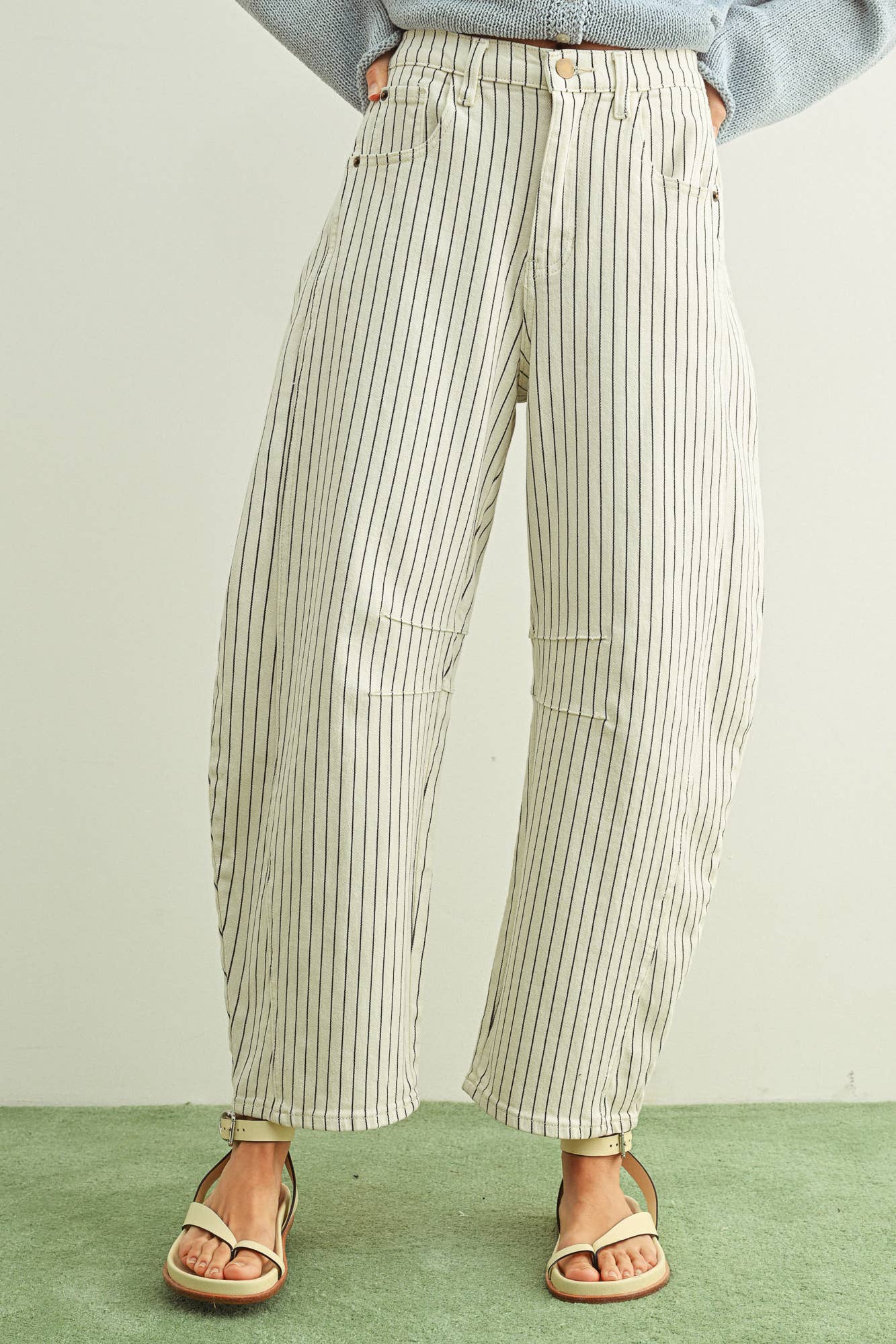 Pinstriped Barrel Pants