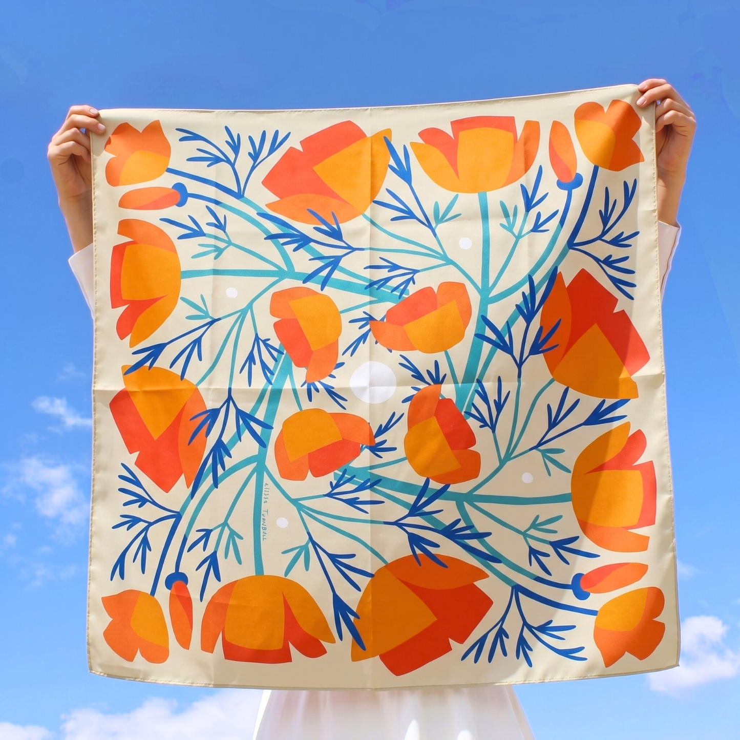 California Poppies Silk Scarf