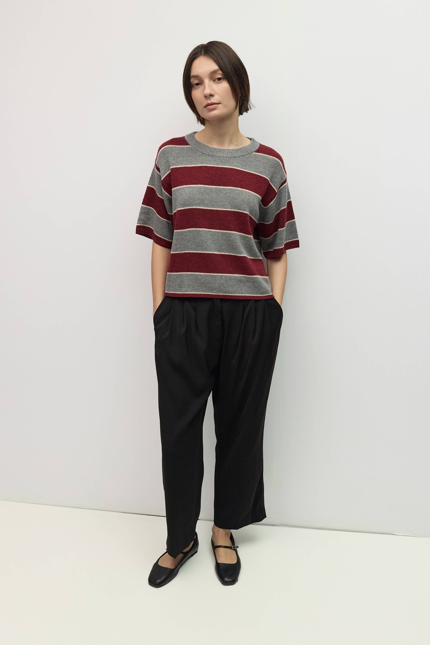 Striped Elbow Sleeve Sweater