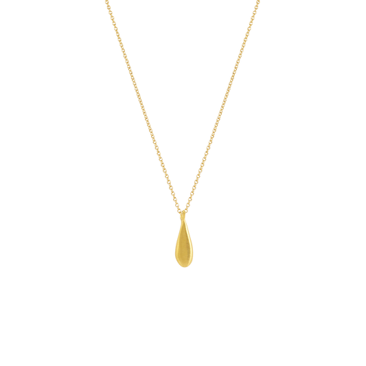 Tiny Drop Charm Necklace in Silver or Vermeil