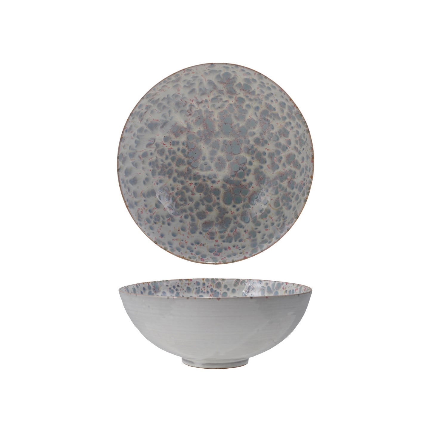 Blue and White Stoneware Serving Bowl - Reactive Glaze