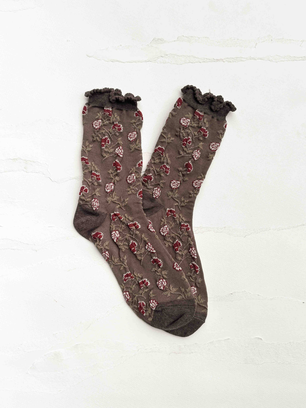 Rose Floral Cotton Blend Socks