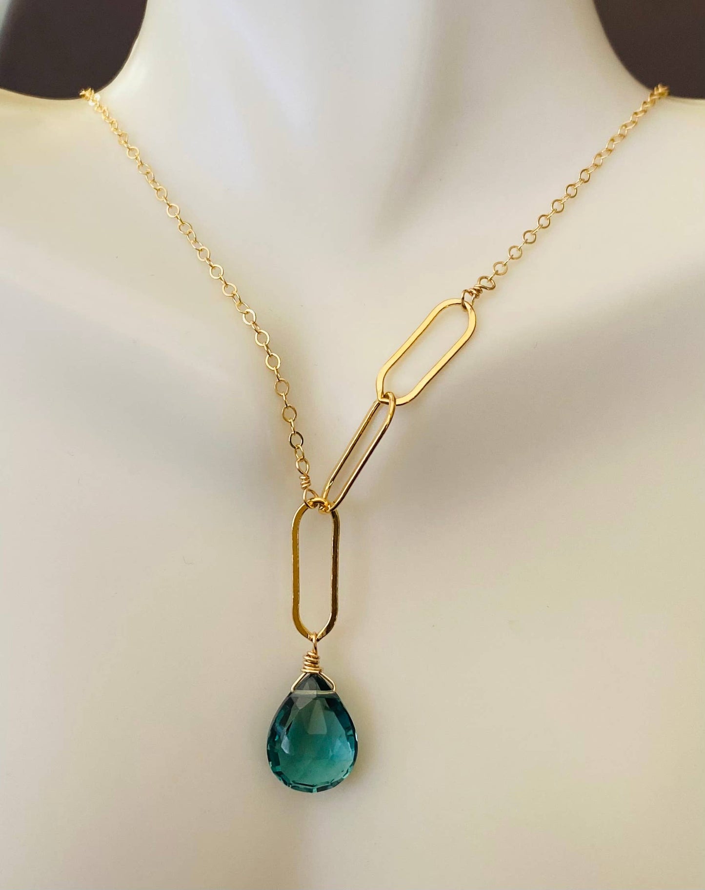 London Blue Topaz Paperclip Necklace