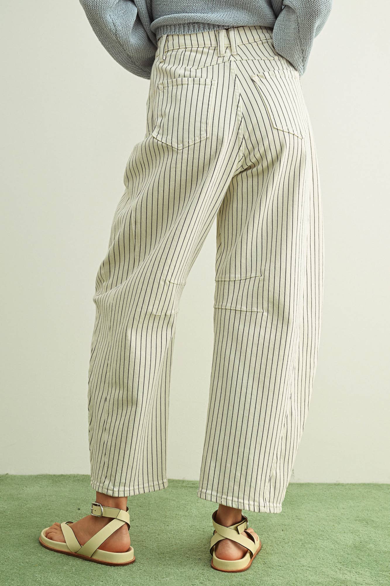 Pinstriped Barrel Pants