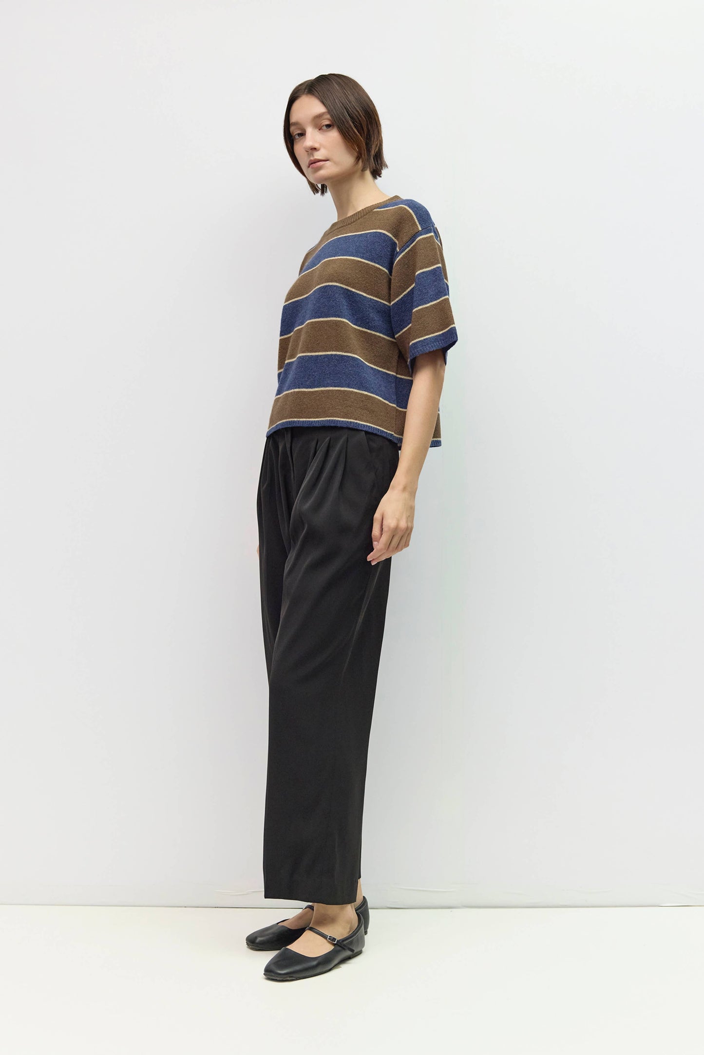 Striped Elbow Sleeve Sweater