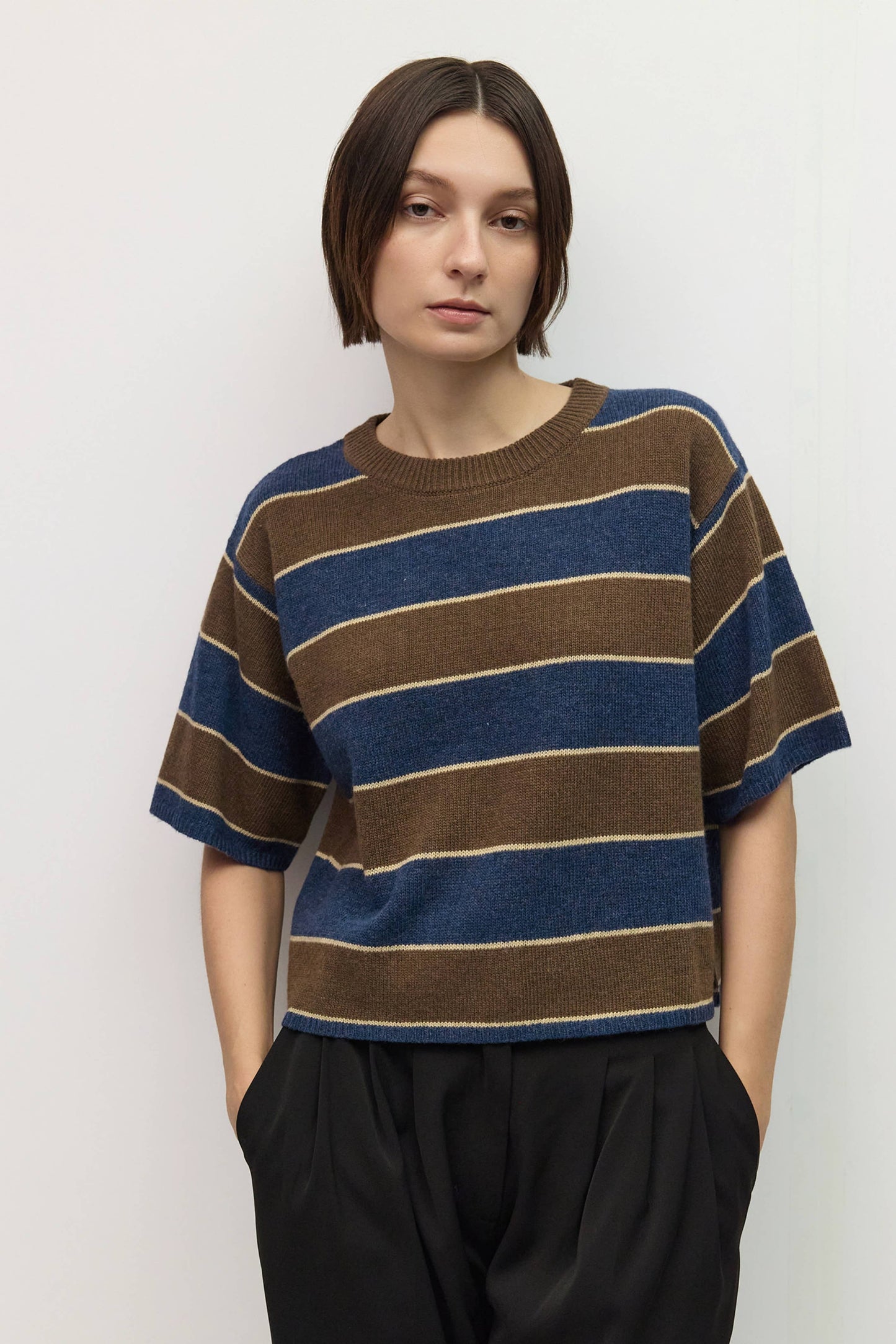 Striped Elbow Sleeve Sweater