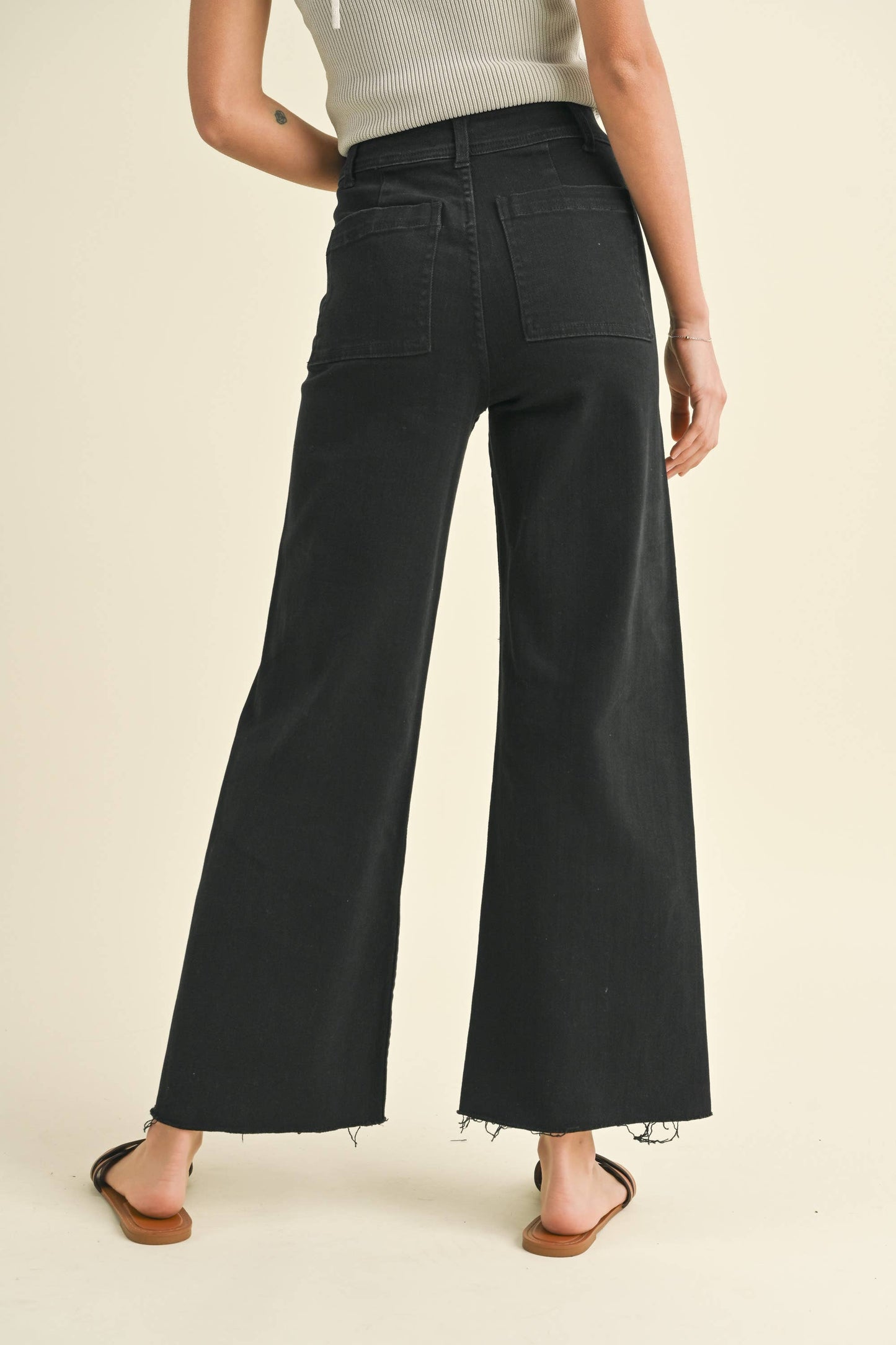 Washed Black Wide Leg Denim Pants