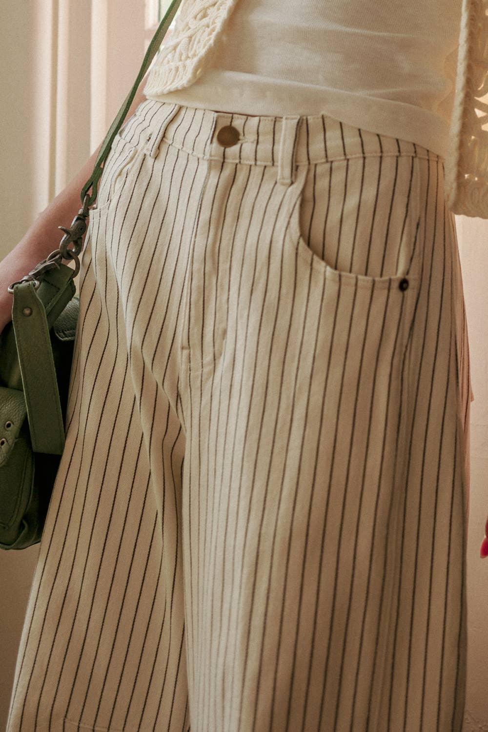 Pinstriped Barrel Pants - 2 colors