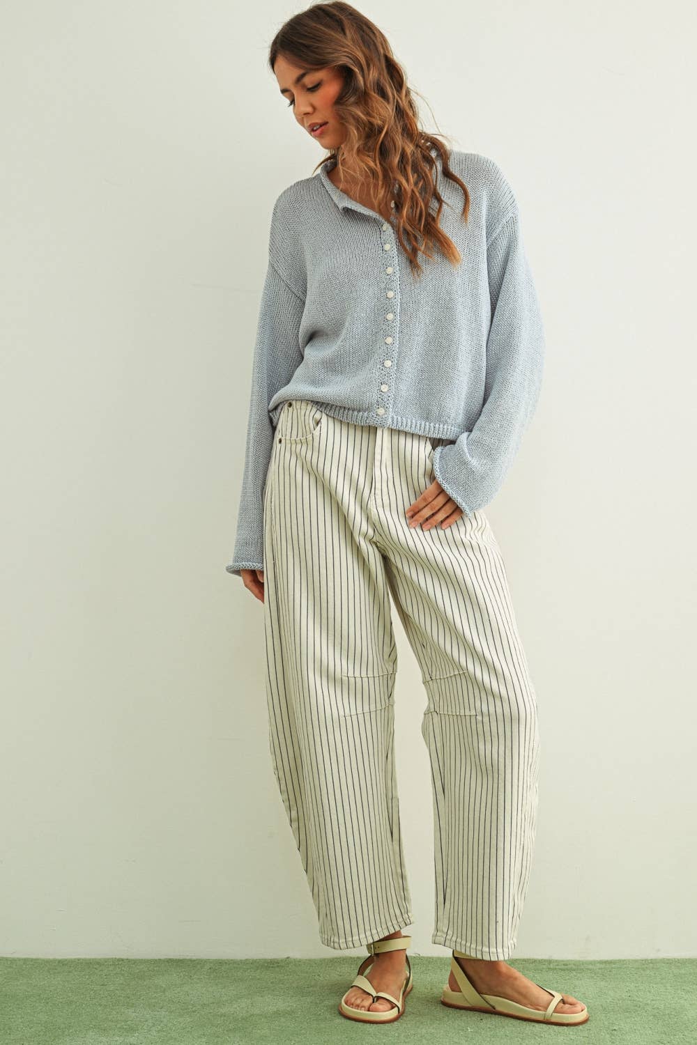 Pinstriped Barrel Pants - 2 colors