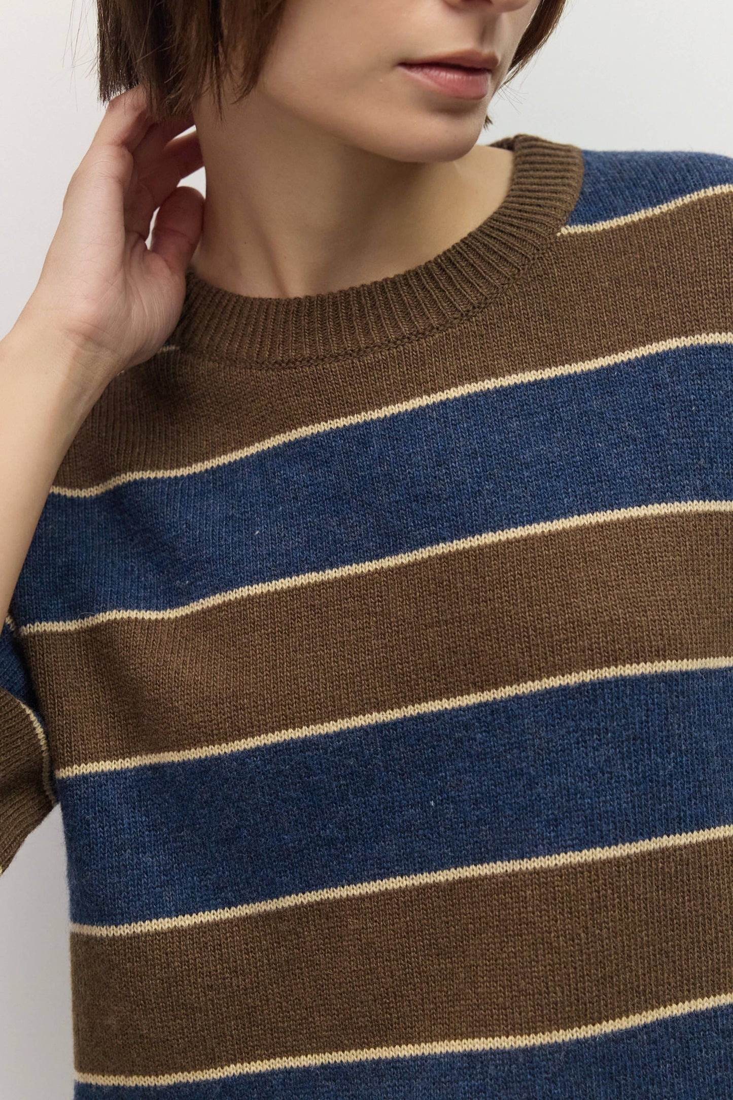 Striped Elbow Sleeve Sweater
