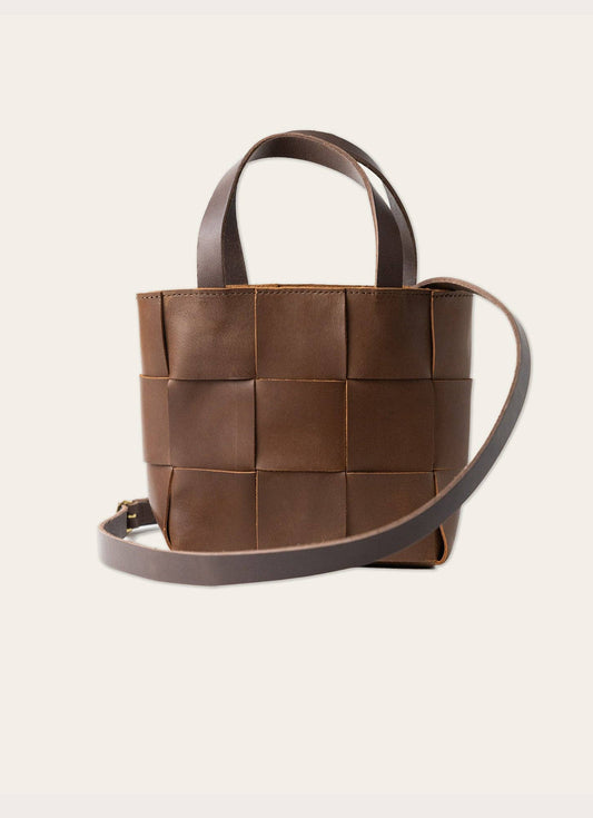 The Woven Mini Tote: Chocolate