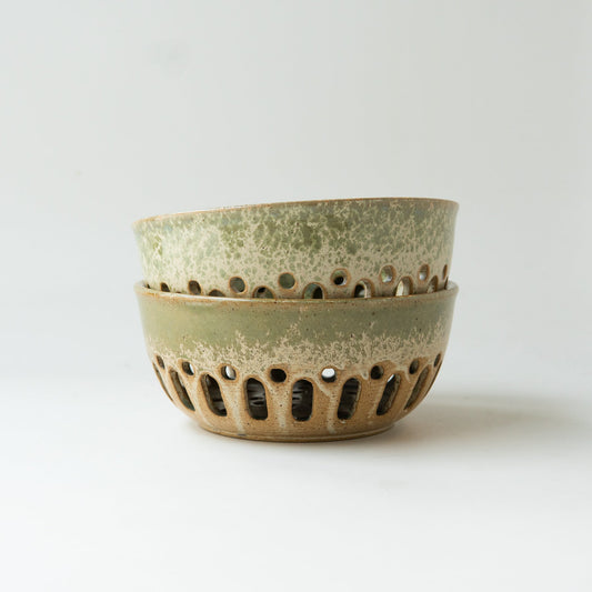 Tan/Green Berry Bowl