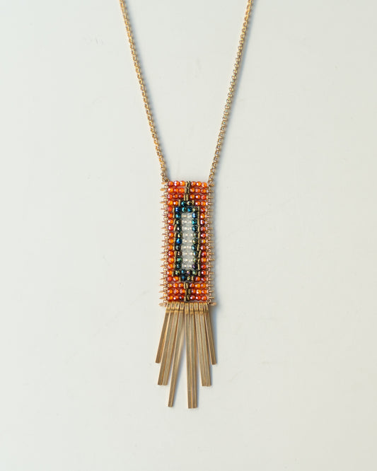 Carnelian, Labradorite, Spinel, Brass Tapestry Necklace