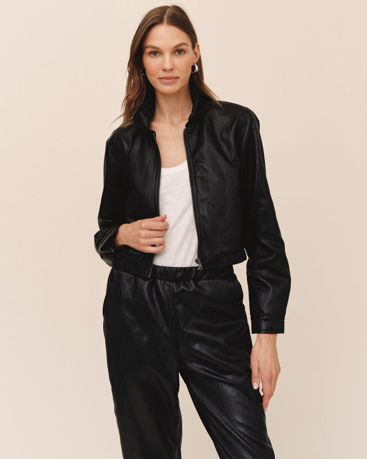 Black Crop Bomber Jacket