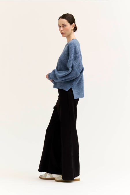 Blue Bonnet Oversized Rib Knit Pullover