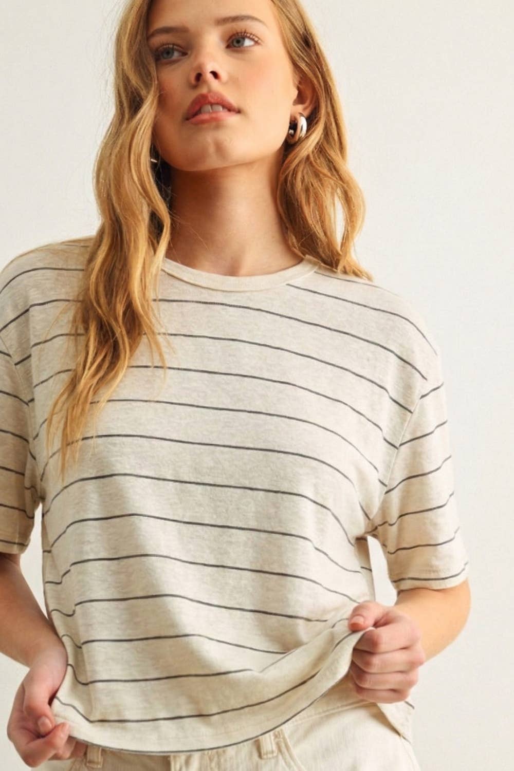 Striped Cotton Linen Top