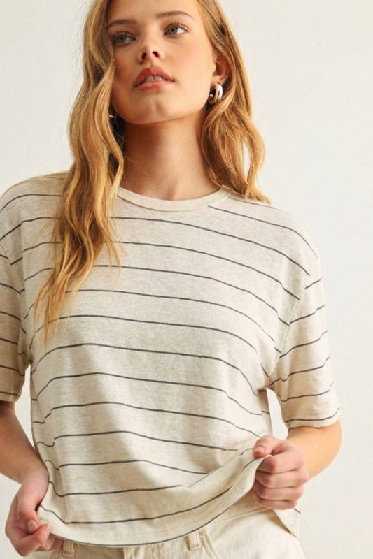 Striped Cotton Linen Top