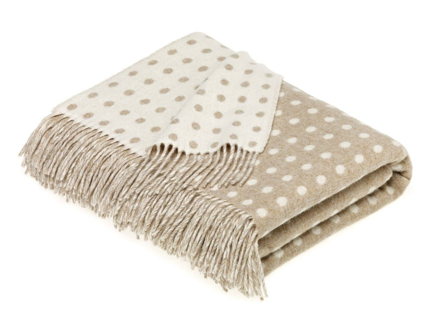 Merino Lambswool Spot Beige Throw Blanket