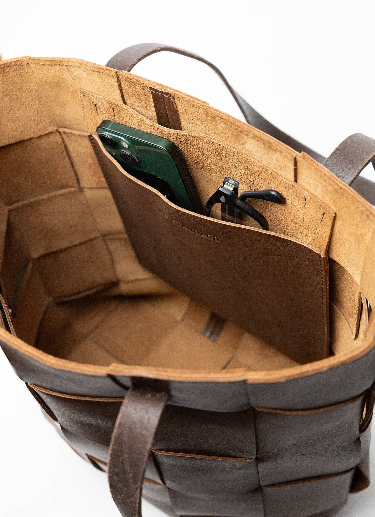 Woven Leather Tote - Black