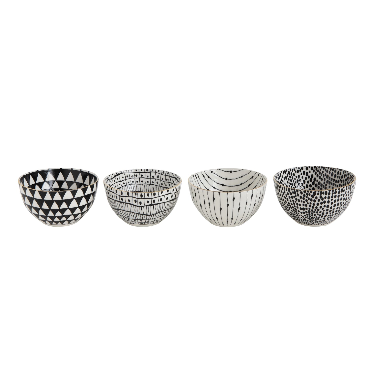 Black and White Stoneware Bowls - Assorted Designs