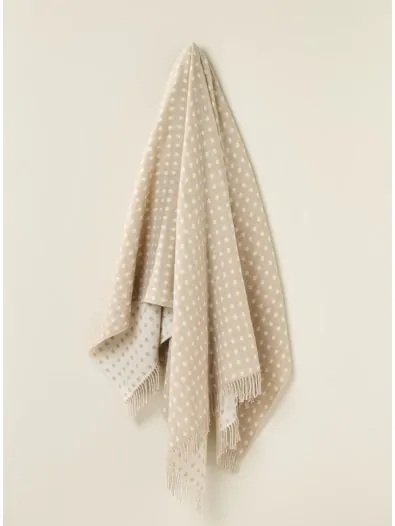 Merino Lambswool Spot Beige Throw Blanket