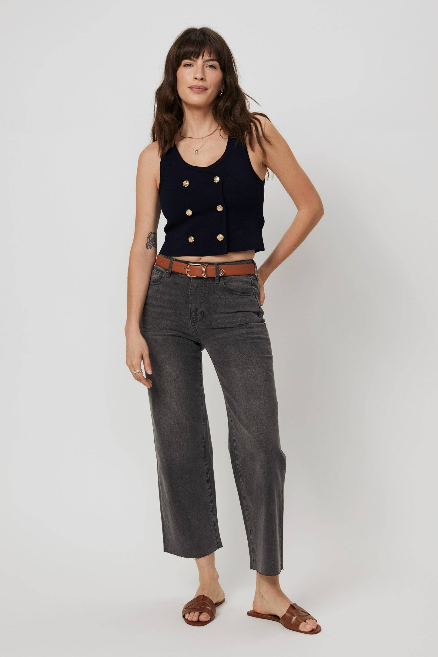 Grey Aberdeen Wide Leg Crop