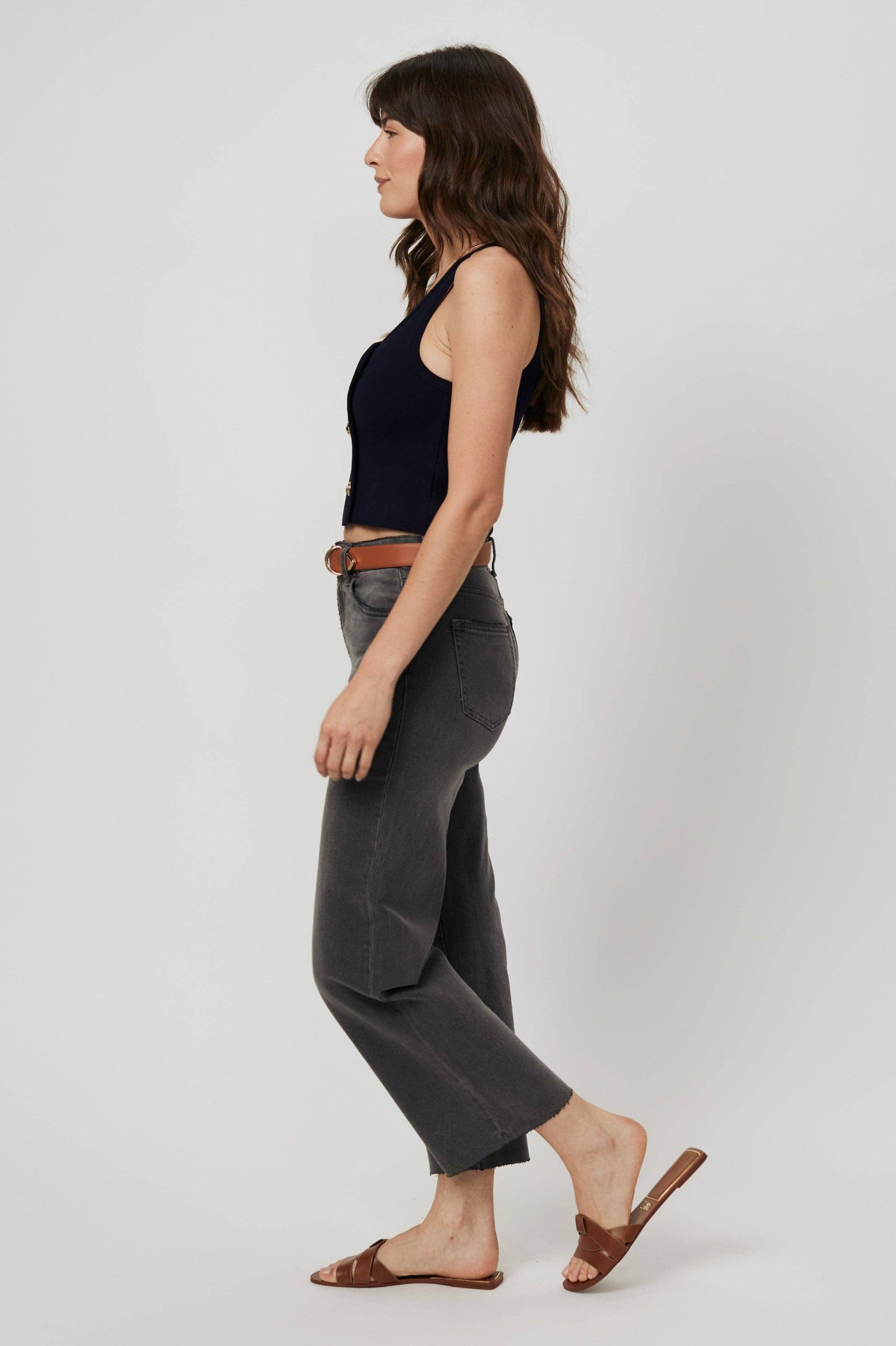 Grey Aberdeen Wide Leg Crop